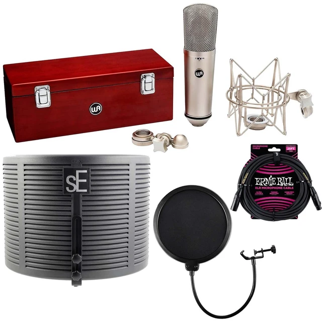 Main image of Warm Audio WA87 R2 Condenser Microphone (Silver), sE Reflection Filter X, ErnieBall XLR Cable, POP Filter Bundle