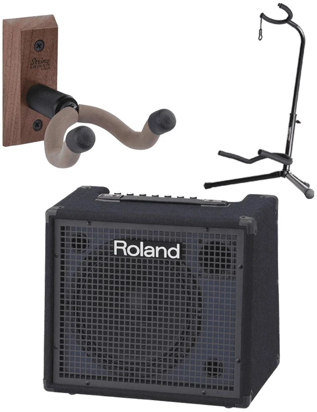 Main image of ROLAND KC-200 MIXING KEYBOARD AMPLIFIER & Guitar Wall Mount + Black Tripod Guitar Stand