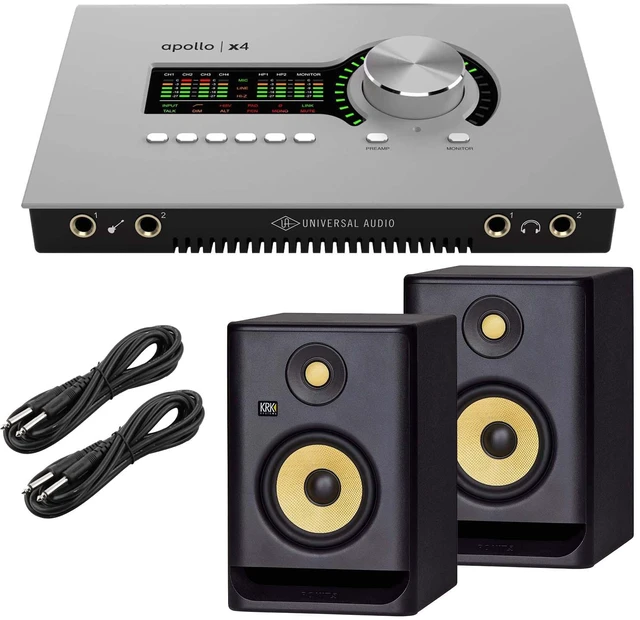 Main image of Universal Audio Apollo x4 with UAD Analog Classics Audio Interface, (2) KRK Rokit5 G5, (2) 1/4 Cables Bundle