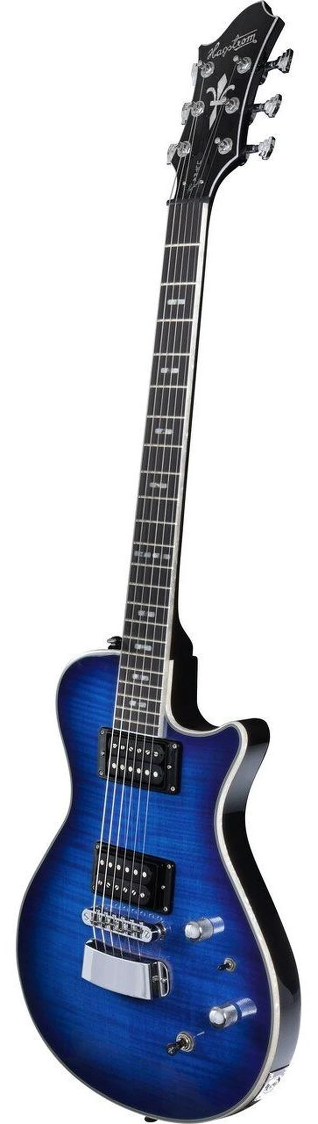 Alt view image 2 of 7 - Hagstrom ULSWE-WDM Ultra Slim Swede 6 String Electric Guitar Worn Denim, Gator Stand GFW-GTR-1000, KLIQ TinyTune, ErnieBall Cable Bundle