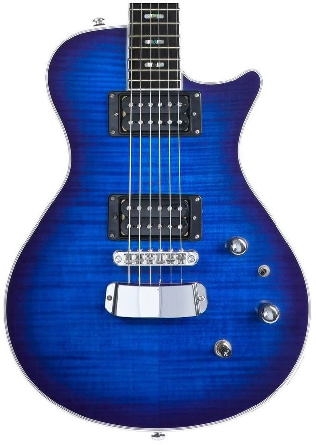 Alt view image 4 of 7 - Hagstrom ULSWE-WDM Ultra Slim Swede 6 String Electric Guitar Worn Denim, Gator Stand GFW-GTR-1000, KLIQ TinyTune, ErnieBall Cable Bundle