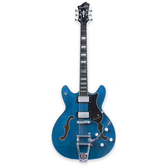 Alt view image 3 of 5 - Hagstrom TREVIDLX-CLS Tremar Viking Electric Guitar- Cloudy Seas, Zoom G1X Four Multi Effect-Pedal, ErnieBall Guitar Cable Bundle