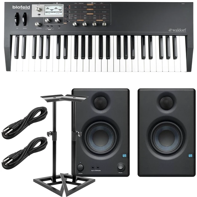 Main image of Waldorf Blofeld Keyboard Synthesizer (Black), Presonus Eris3.5 Monitors, Monitor Stands, (2) 1/4 Cables Bundle