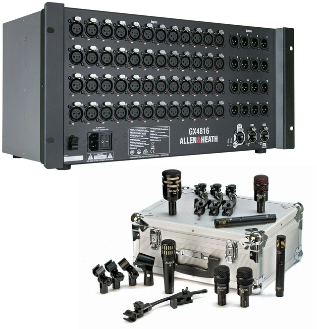 Main image of Allen & Heath GX4816 48x16 XLR In/Out Portable GX Expander with DX Sockets + Audix DP7 Drum Kit