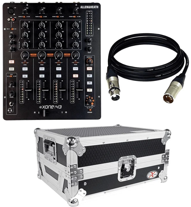 Main image of Allen & Heath XONE:43 - 4+1 Channel Analog DJ Mixer & ProX XS-M12LT Large Format 12" DJ Mixer Case with Laptop Shelf and Cable
