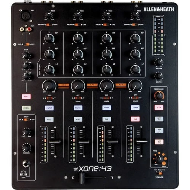Alt view image 3 of 7 - Allen & Heath XONE:43 - 4+1 Channel Analog DJ Mixer & ProX XS-M12LT Large Format 12" DJ Mixer Case with Laptop Shelf and Cable
