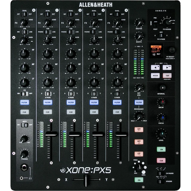 Alt view image 4 of 7 - Allen & Heath XONE:PX5 - 4+1 Channel DJ Mixer with Soundcard + Pioneer DJ HDJ-X7 Professional Over-Ear DJ Headphones and Cables