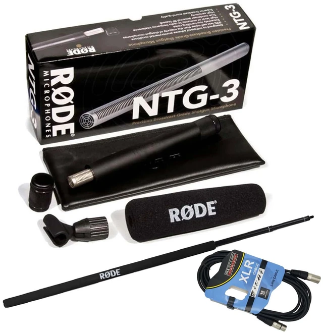 Main image of Rode NTG3 Precision RF-Biased Shotgun Microphone (Silver), Rode Micro Boompole, XLR Cable Bundle