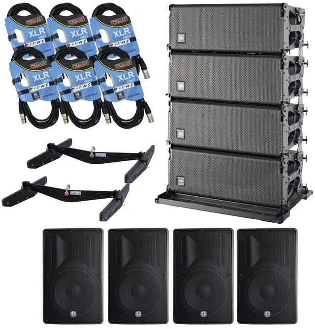 Main image of (4) DAS Event 212A Dual 12 Powered Line Array Speaker, (2) DAS AX-EV212, (4) PSG AUDIO Cobra 115, (6) XLR Cables Bundle