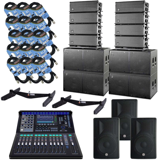 Main image of (8) DAS Event 210A Dual 10 Powered Line Array Speaker, (4) DAS EVENT 218A Sub, (3) PSG AUDIO Cobra 115, (2) DAS AX-EV210, PSG AUDIO TQ-22 Digital Mixer, (15) XLR Cables Bundle