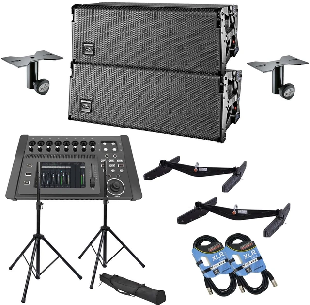 Main image of (2) DAS Event 210A Dual 10 Powered Line Array Speaker, PSG Audio DM-1608, (2) DAS AX-EV210, (2) DAS AXC-ZT, Speaker Stands Pair, (2) XLR Cables