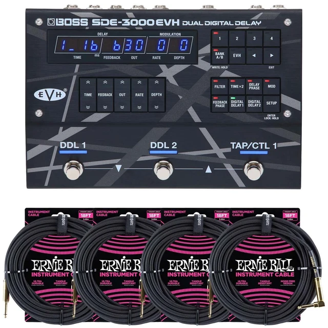 Main image of BOSS SDE-3000EVH Dual Digital Delay Pedal, (4) ErnieBall 1/4 Cable Bundle