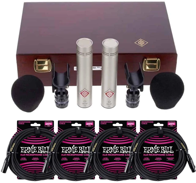 Main image of Neumann KM 184 Stereo Set Microphone Pair, (4) ErnieBall XLR Cables 25FT Bundle