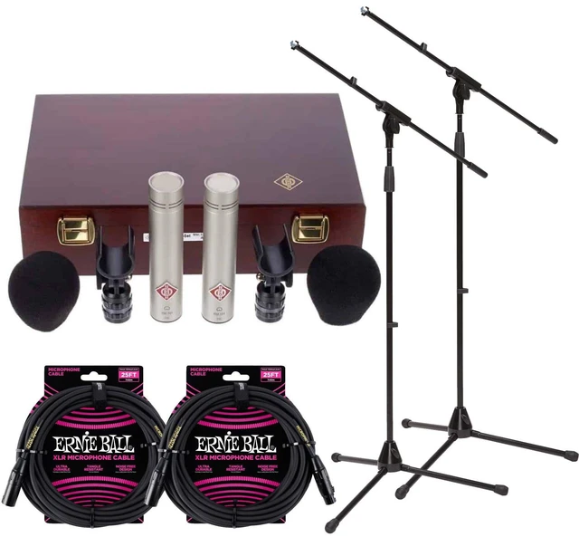 Main image of Neumann KM 184 Stereo Set Microphone Pair, (2) Mic Stands, (2) ErnieBall XLR Cables 25FT Bundle