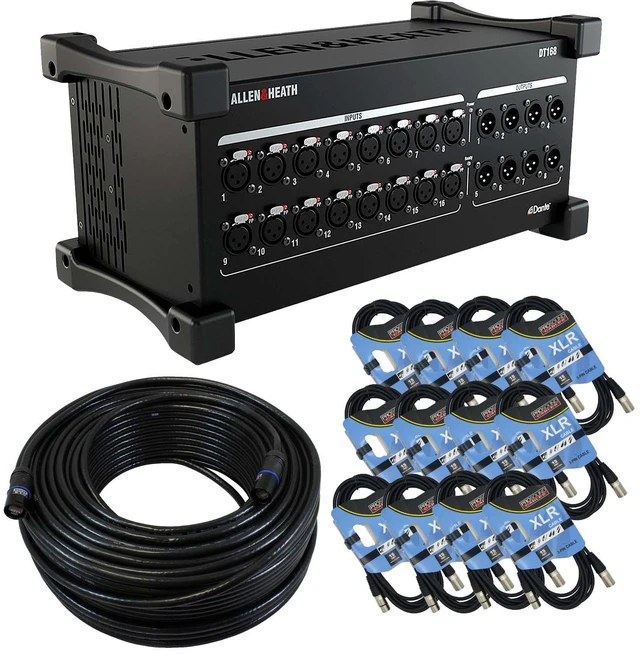 Main image of Allen & Heath DT168 16-input Dante, GLS Audio 200FT Cable, (12) XLR Cables Bundle