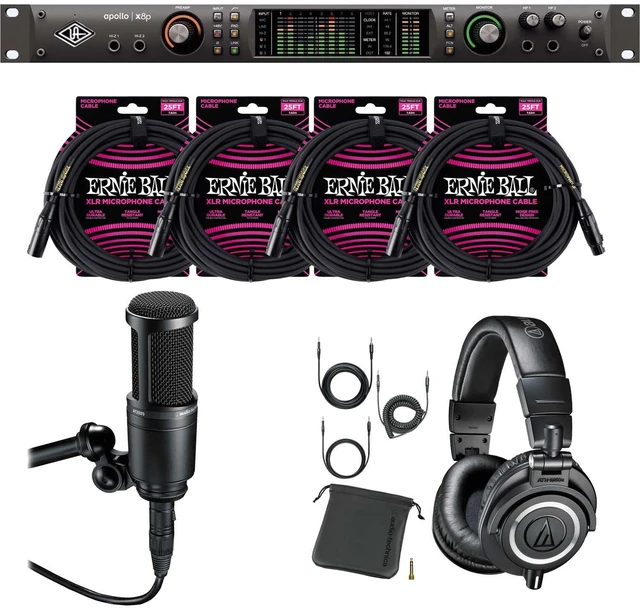 Main image of Universal Audio Apollo x8p, AT ATH-M50X Headphones, AT AT2020 Mic, ErnieBall XLR Cable Bundle