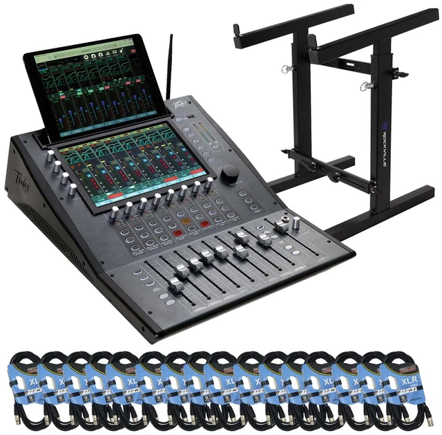 Main image of Peavey Aureus 28-channel Digital Mixer, Mixer Stand RXS20, (16) XLR Cables Bundle