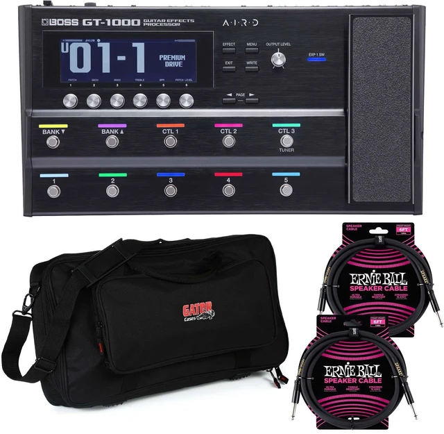 Main image of BOSS GT-1000 Guitar Effects Processor, Gator GK-2110, (2) ErnieBall Cables Bundle