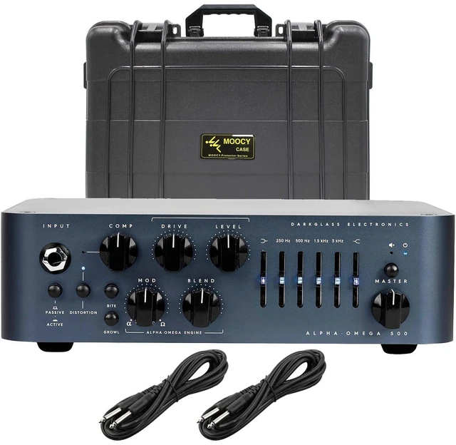 Main image of Darkglass Alpha-Omega 500 Amplifier Head, MOOCY Waterproof Case, (2) 1/4 Cables Bundle