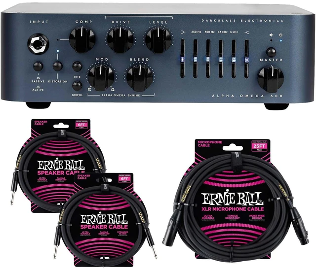 Main image of Darkglass Alpha-Omega 500 Amplifier Head, (2) ErnieBall 1/4 Cable, ErnieBall XLR 25FT Bundle