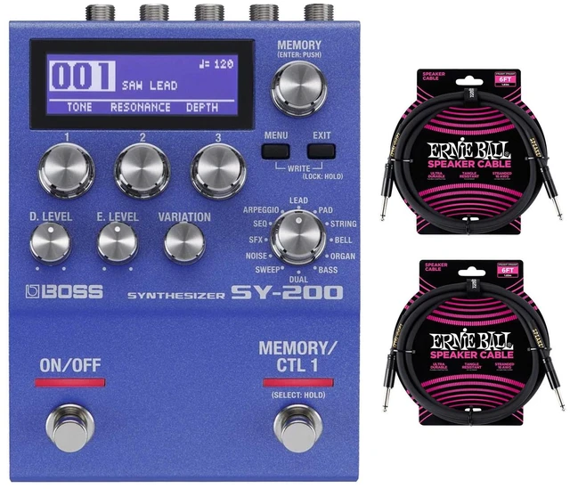 Main image of Boss SY-200 Guitar Synthesizer Pedal, (2) ErnieBall Cables Bundle