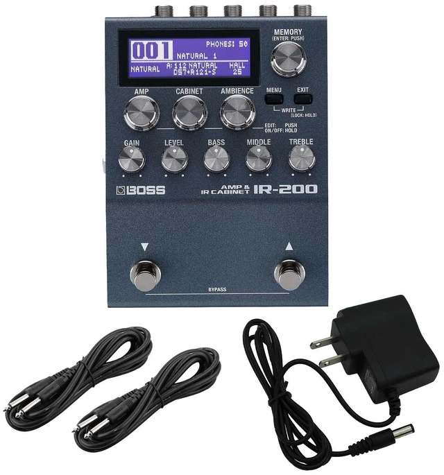 Main image of Boss IR-200 Amp and IR Cabinet Pedal, Power Supply 9V, (2) 1/4 Cables Bundle