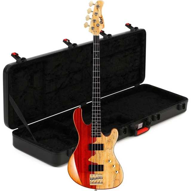 Alt view image 7 of 7 - Cort Jeff Berlin Rithimic Bass Guitar – Natural Spalted Maple, Gator GTSA-GTRBASS Case Bundle