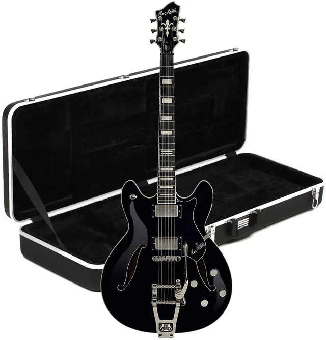 Main image of Hagstrom Tremar Viking Deluxe Electric Guitar Gloss Black, Gator GC-ELECTRIC-A Deluxe ABS Molded Bundle