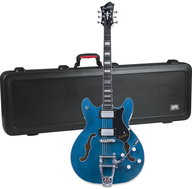 Main image of Hagstrom TREVIDLX-CLS Tremar Viking Electric Guitar- Cloudy Seas, Gator Case GTSA-GTRBASS Bundle