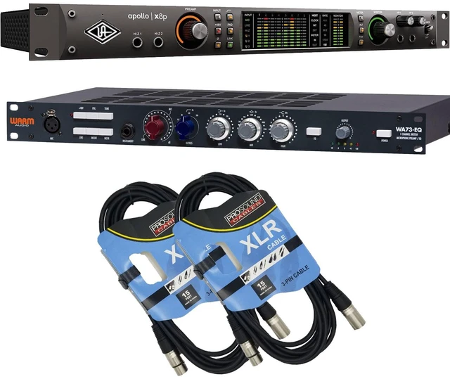 Main image of Universal Audio Apollo x8p Heritage Edition 16 x 22 Thunderbolt, Warm Audio WA73-EQ Preamp, (2) XLR Cables Bundle