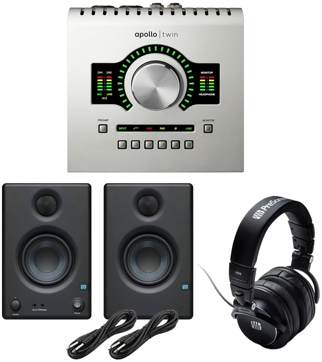Main image of Universal Audio Apollo Twin USB Heritage Edition, Presonus Eris3.5 Monitor, (2) 1/4 Cables, Presonus HD9 Bundle