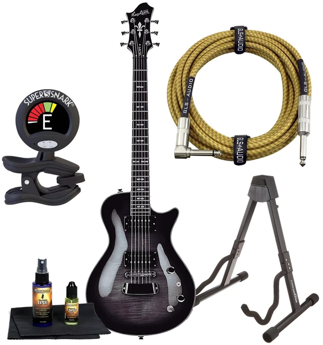 Main image of Hagstrom Ultra Swede Electric Guitar Black Burst, Electric Guitar Stand, GLS Audio 20 FT Cable, Snark Super Snark, Music Nomad MN140 Kit Bundle