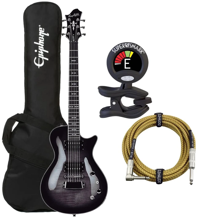 Main image of Hagstrom Ultra Swede Electric Guitar Black Burst, Epiphone Les Paul Gig Bag, GLS Audio 20 Foot Cable, Snark Super Snark Bundle