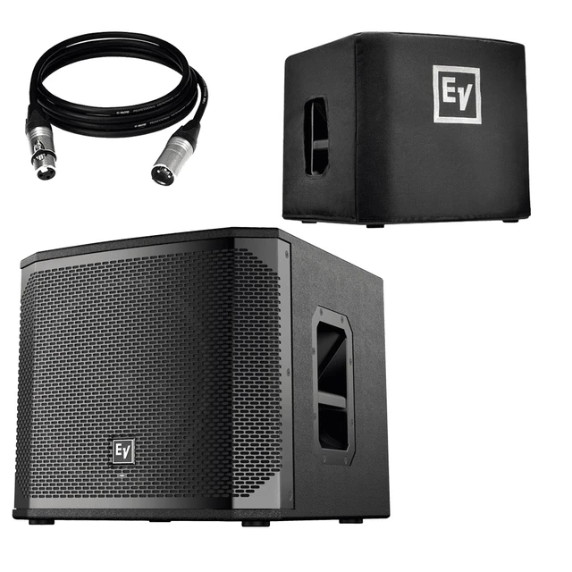 Main image of Electro-Voice ELX200-12SP-US 12" 1200W Powered Subwoofer (Black, Single) & Electro-Voice ELX200-12S-CVR Padded Cover for ELX200 12" Subwoofer and Cable Package.