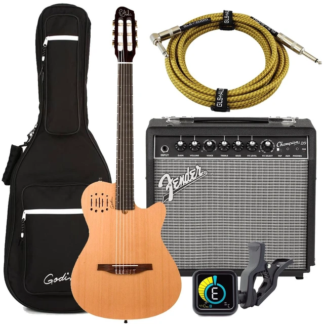 Main image of Godin MultiAc Nylon Encore Natural Semi-gloss (035045), Fender Champion 20, KLIQ UberTune, GLS 15 FT Guitar Cable Bundle