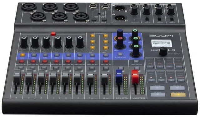 Alt view image 2 of 7 - Zoom LiveTrak L-8 Portable Mixer, Electro-Voice RE320, ATH-M20x, XLR Cable Bundle