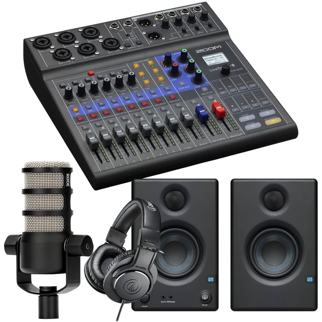 Main image of Zoom LiveTrak L-8 Portable Mixer, Rode PodMic, ATH-M20x, XLR Cable, Presonus Eris 3.5 Monitors Bundle