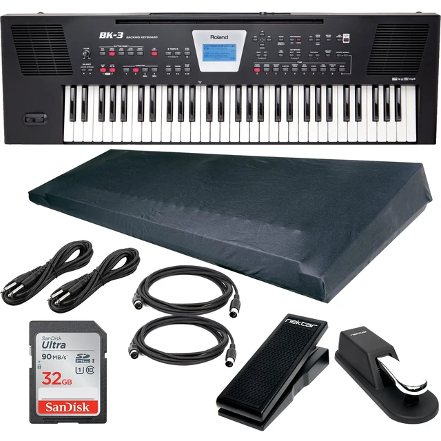 Main image of Roland BK-3 Backing Keyboard (Black), Dust Cover, Sustain Pedal, Nektar NX-P, (2) 1/4 Cables, (2) Midi Cables, 32GB USB SanDisk Bundle
