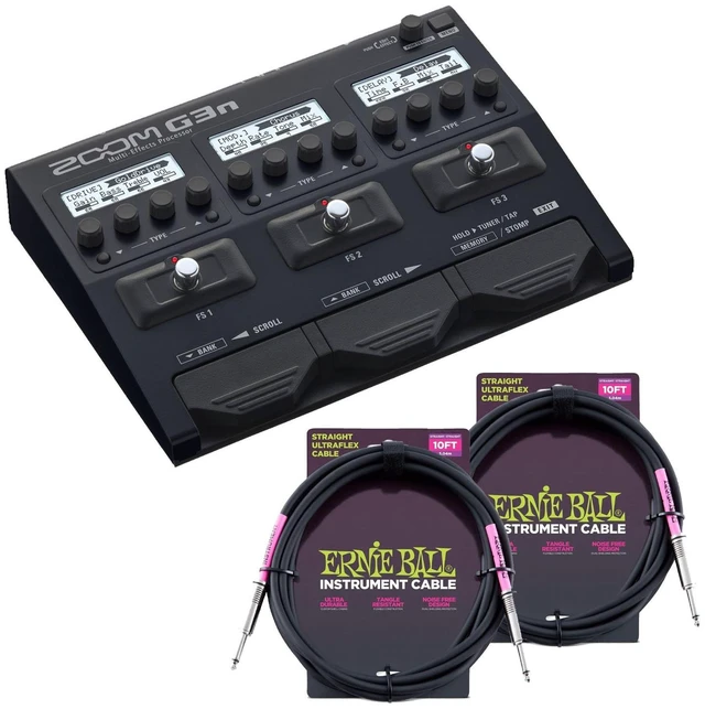 Main image of Zoom G3n Multi-Effects Processor, (2) Ernie Ball Guitar Cables Bundle