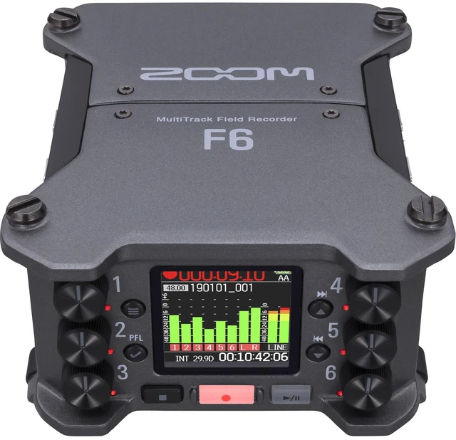 Alt view image 2 of 7 - Zoom F6 6-Input / 14-Track Multitrack, (2) SV100 Mic, Tascam TH02, (2) XLR Cables, SD Card 32GB, Gator GK2110 Bundle