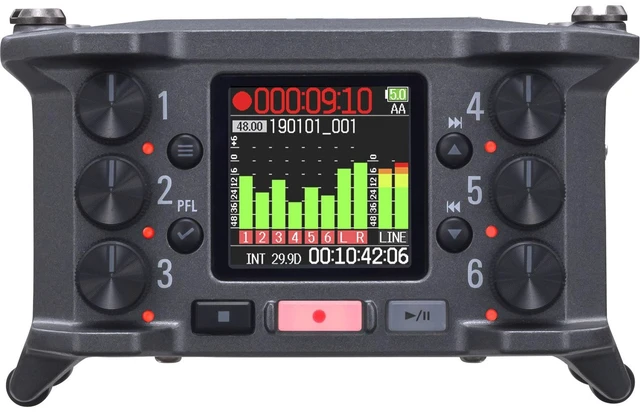 Alt view image 4 of 7 - Zoom F6 6-Input / 14-Track Multitrack, (2) SV100 Mic, Tascam TH02, (2) XLR Cables, SD Card 32GB, Gator GK2110 Bundle