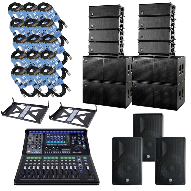 Main image of (8) DAS Event 208A Dual 8 Powered Line Array Speaker, (4) DAS EVENT 218A Sub, (3) PSG AUDIO Cobra 112, (2) DAS AX-EV208, PSG AUDIO TQ-22 Digital Mixer, (15) XLR Cables Bundle