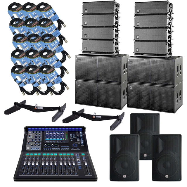 Main image of (8) DAS Event 210A Dual 10 Powered Line Array Speaker, (4) DAS EVENT 218A Sub, (3) PSG AUDIO Cobra 115, (2) DAS AX-EV210, PSG AUDIO TQ-22 Digital Mixer, (15) XLR Cables Bundle