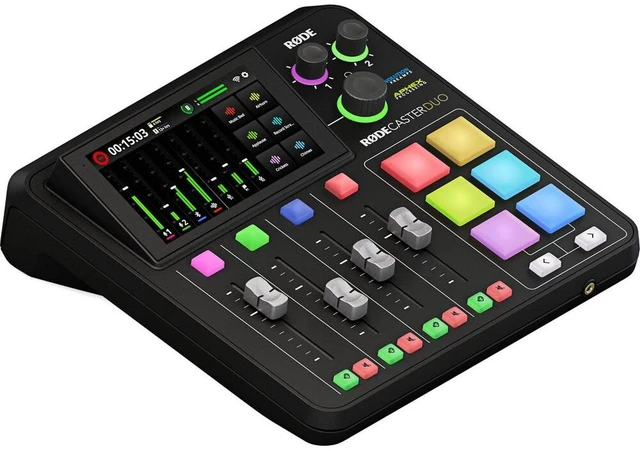 Alt view image 3 of 7 - Rode RodeCaster Duo Streaming Mixer, Rode PodMic, Mic BoomArm, Tascam TH02, XLR Cable Bundle
