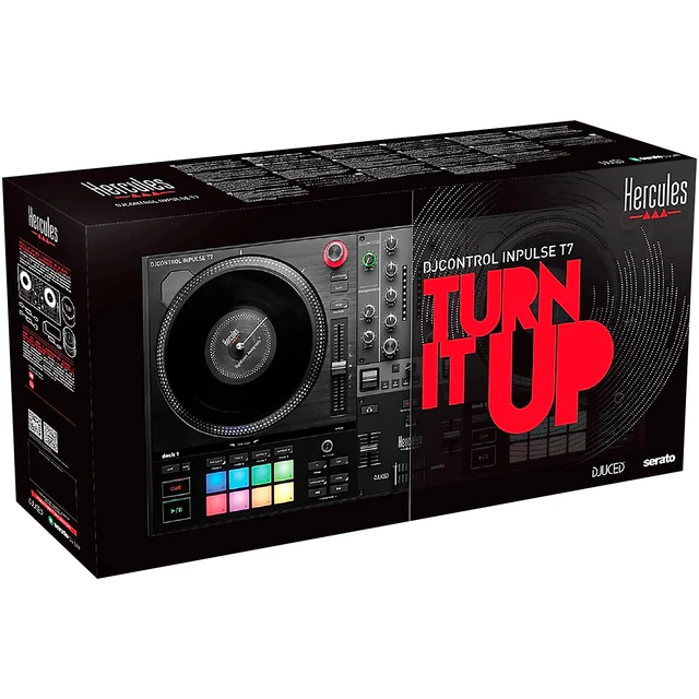 Alt view image 5 of 7 - Hercules DJ DJControl Inpulse T7 2-deck Motorized DJ Controller, Presonus Eris3.5, RCA Cables, Tascam TH02 Bundle
