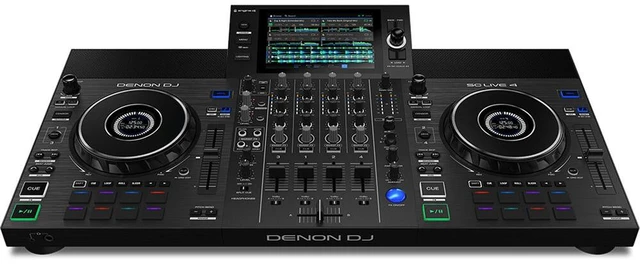 Alt view image 3 of 7 - Denon DJ SC Live 4 Standalone DJ Controller, Decksaver, Tascam TH-02, (2) XLR Cables, Shure SV100 Bundle