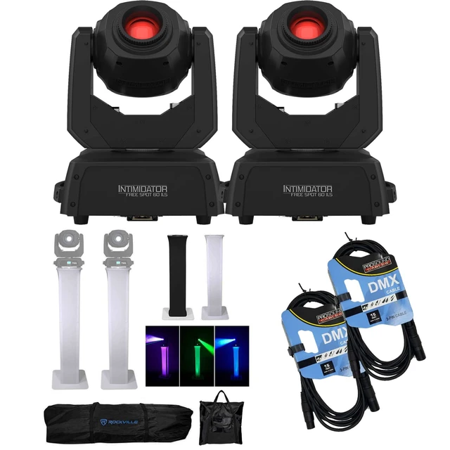 Main image of (2) Chauvet DJ Intimidator Free Spot 60 ILS, (2) Rockville Totem Stands, (2) DMX Cables Bundle