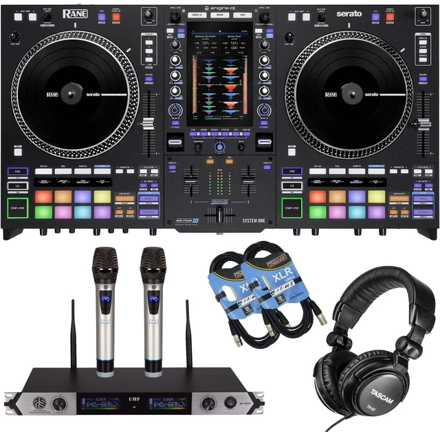 Main image of Rane System One All-in-one DJ Controller - PSG Audio MP0919 - Tascam TH02 - (2) XLR Cables Bundle