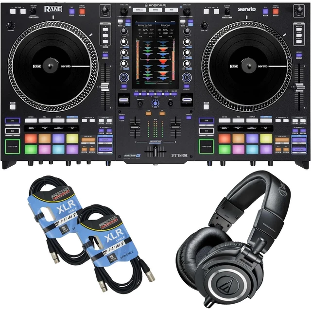 Main image of Rane System One All-in-one DJ Controller - Audio Technica ATH-M50X - (2) XLR Cables Bundle