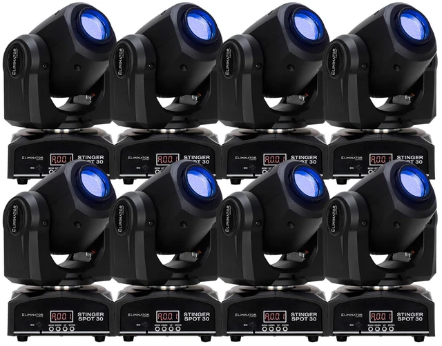 Main image of (8) Eliminator Stinger Spot 30 30W LED Mini Moving Head Bundle